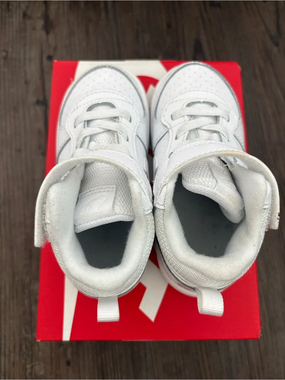 NIKE COURT BOROUGH MID (TDV) WHITE SNEAKERS KIDS 8C